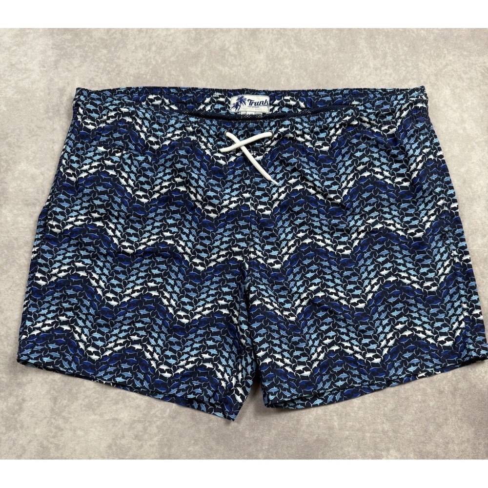 Trunks Surf And Swim Co Men's Sz L Blue Shark AOP Shorts Trunks Beach Pool Ombre